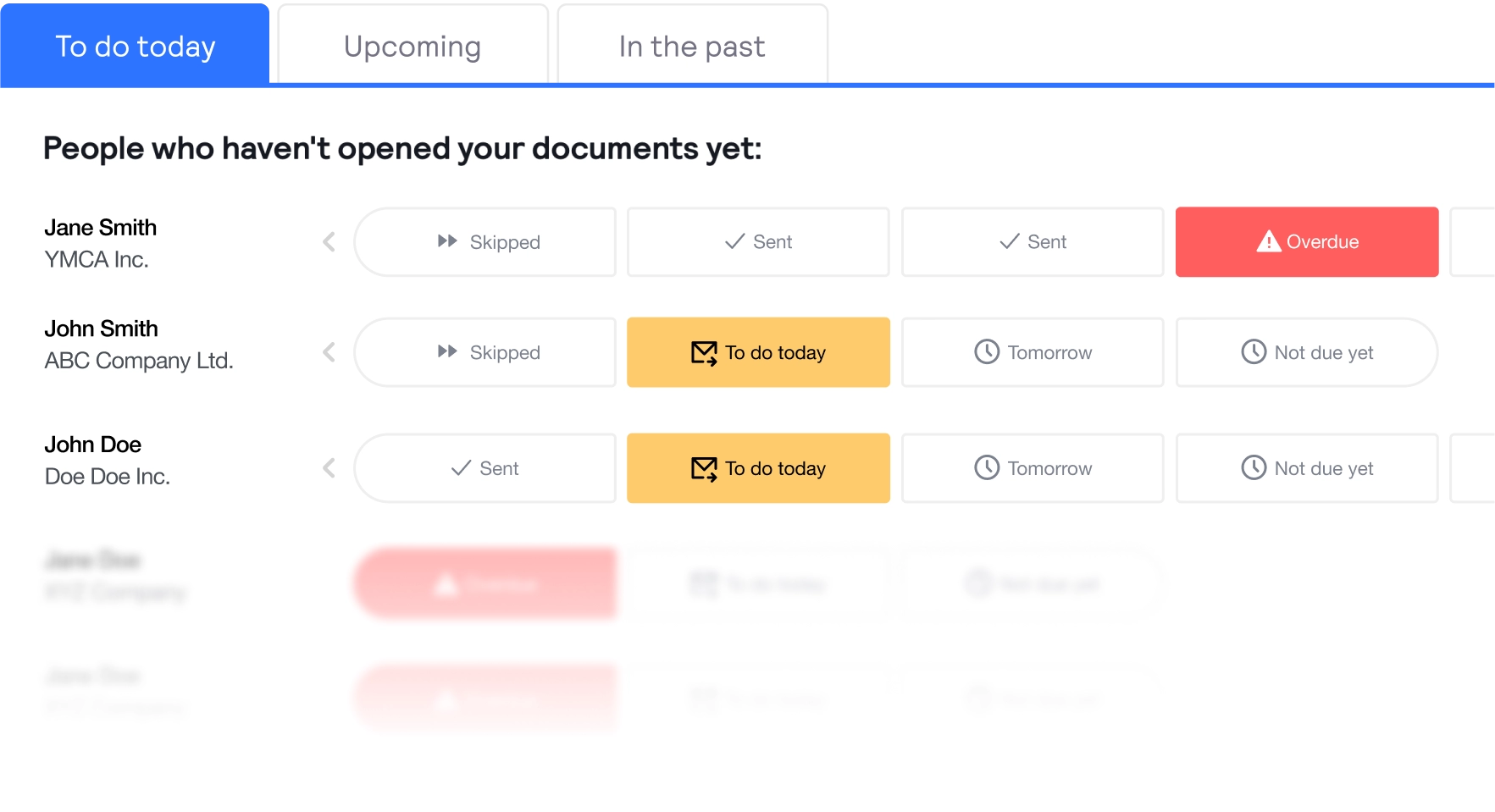 Nudge action screen with step hover popup