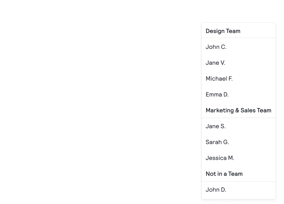 Nudge action screen with Users dropdown filter