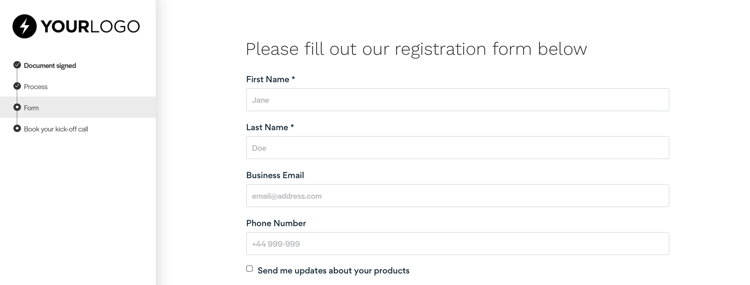 better proposals onboarding form step