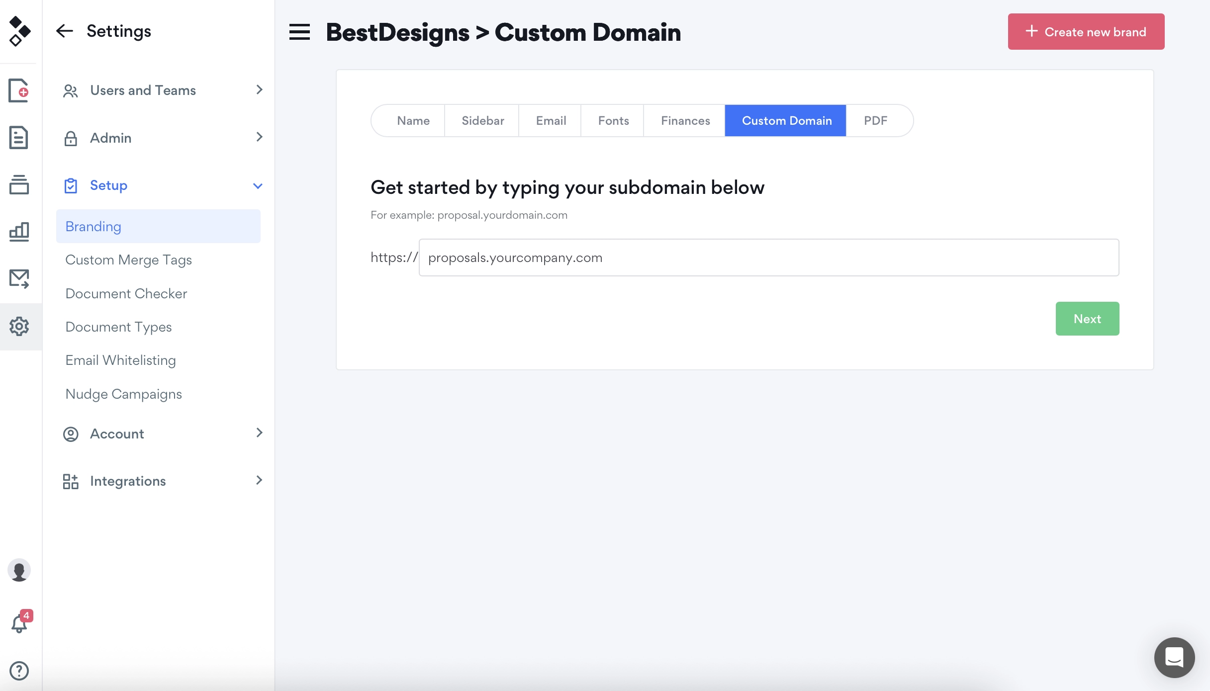 custom domain setup better proposals