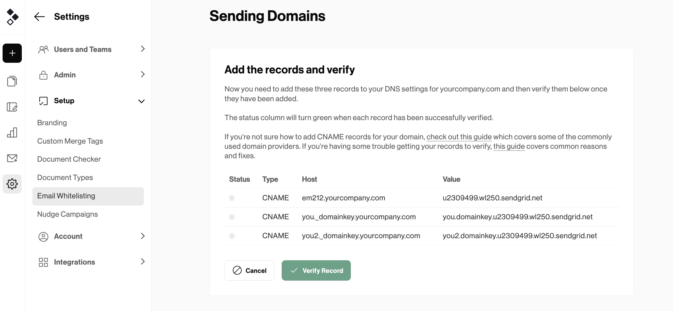 email whitelisting cname records better proposals