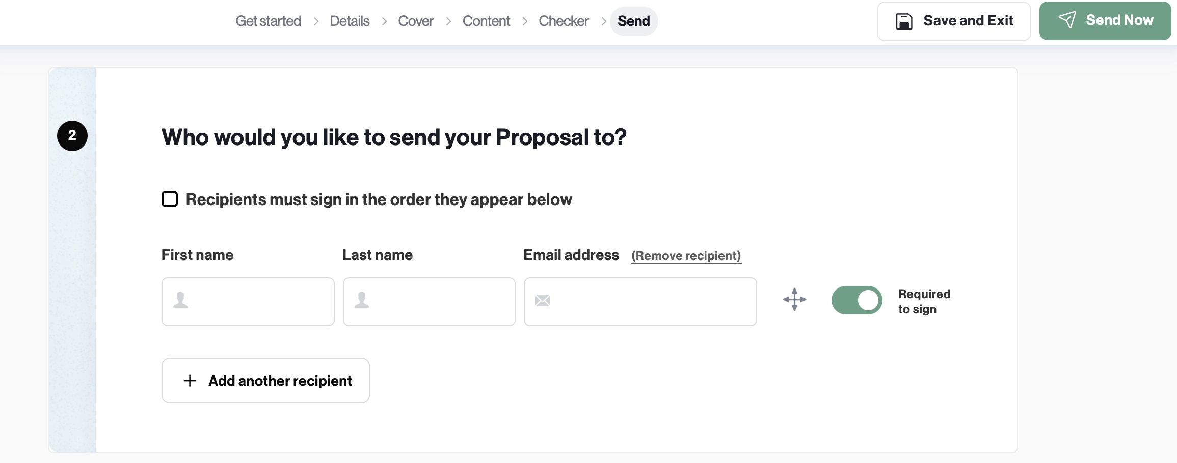 Better Proposals sending page