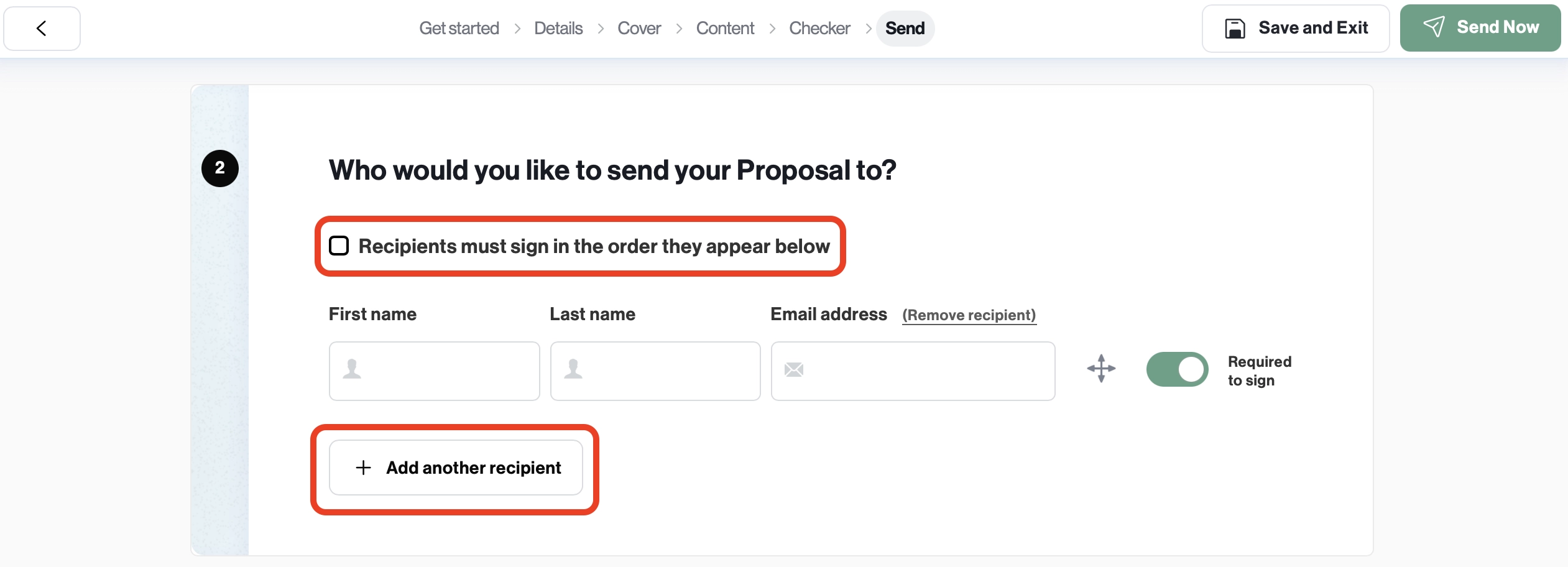 setting up a signing order in better proposals