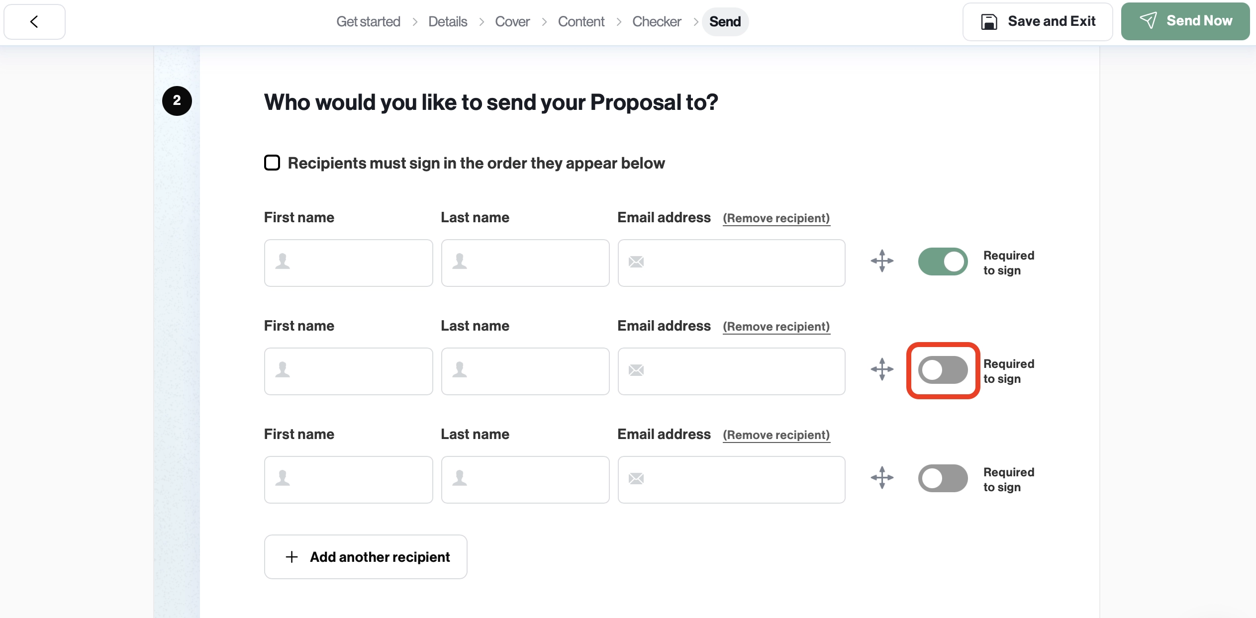 toggling on required to sign