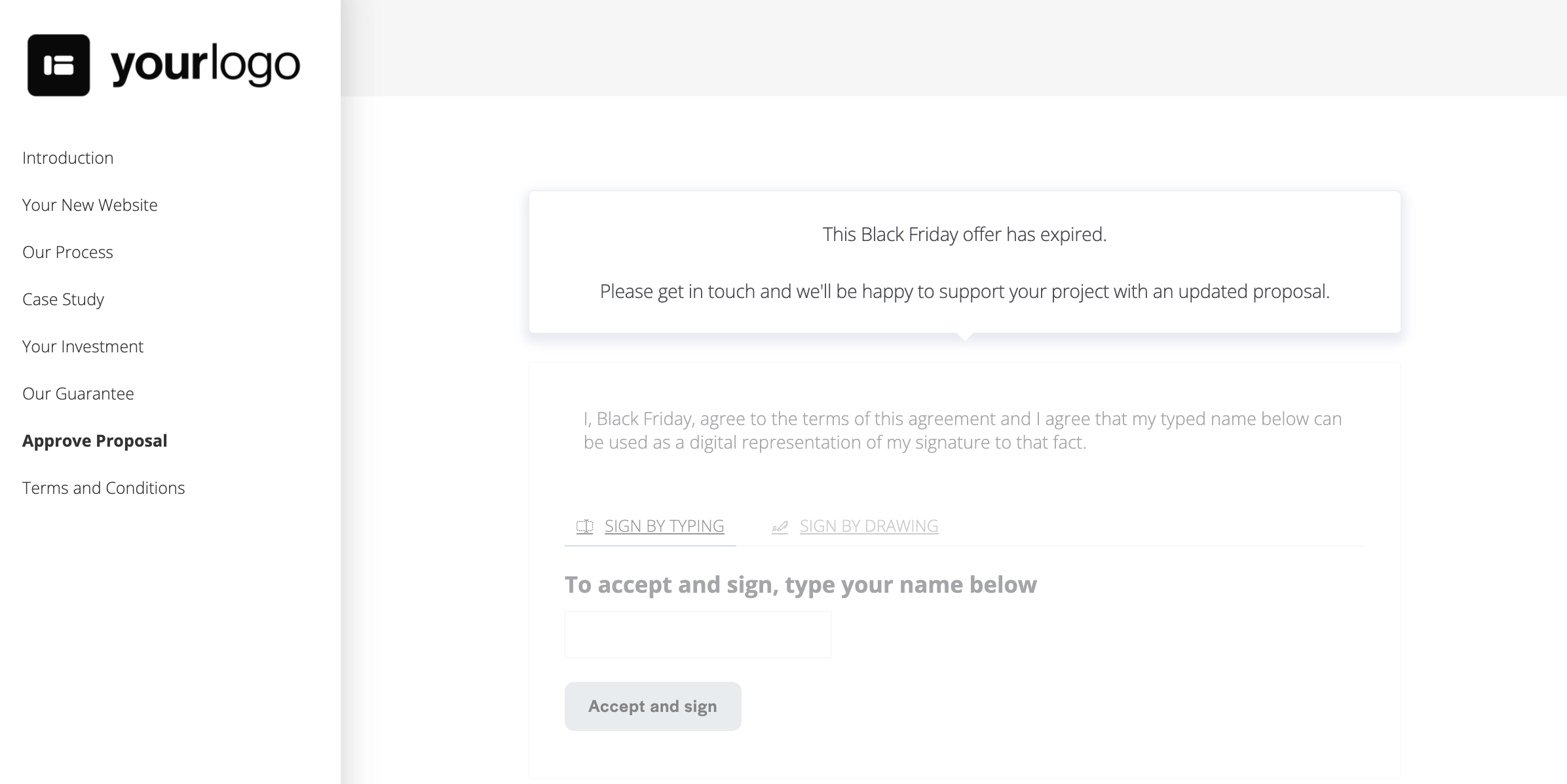 expiry message with access to document