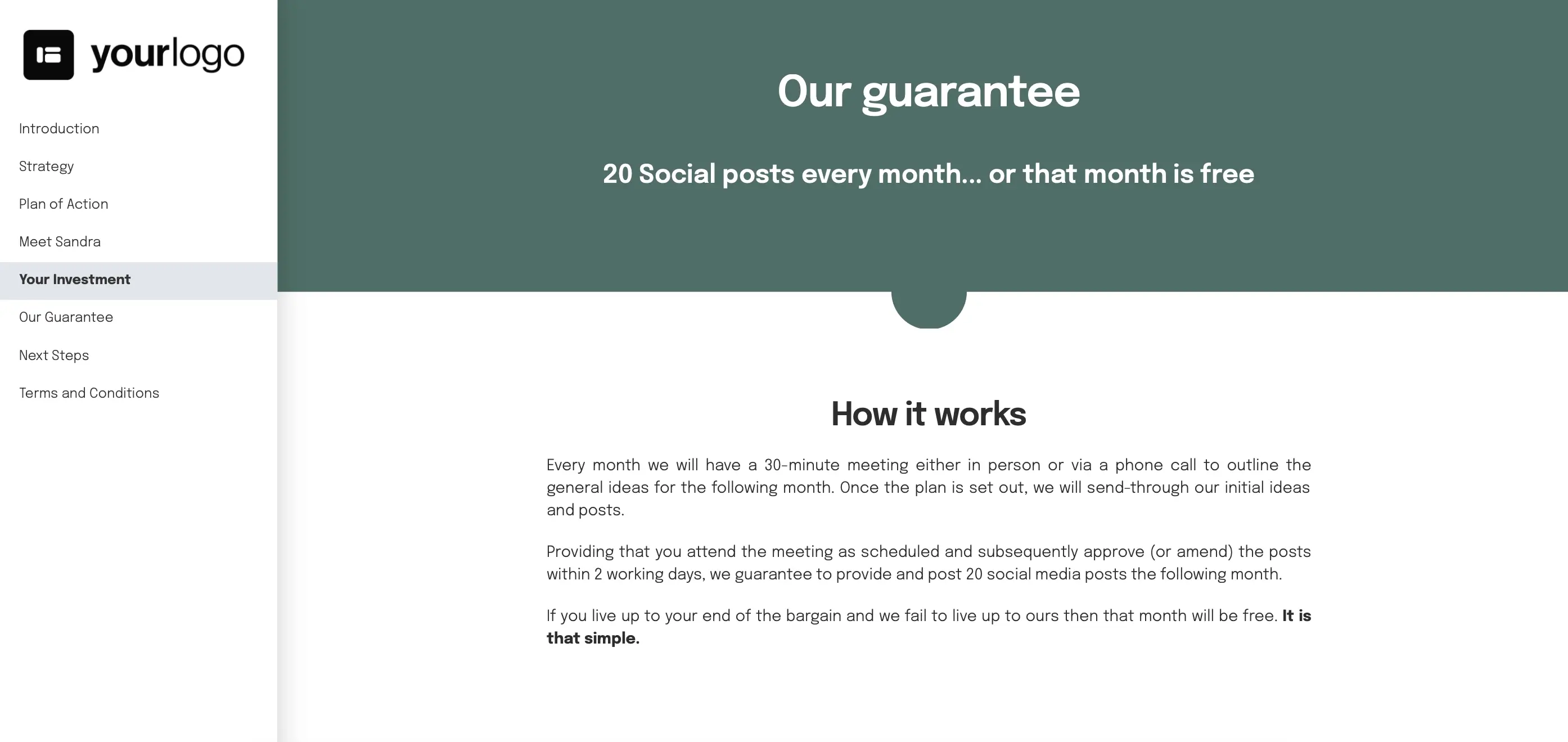 better proposals social media proposal template guarantee