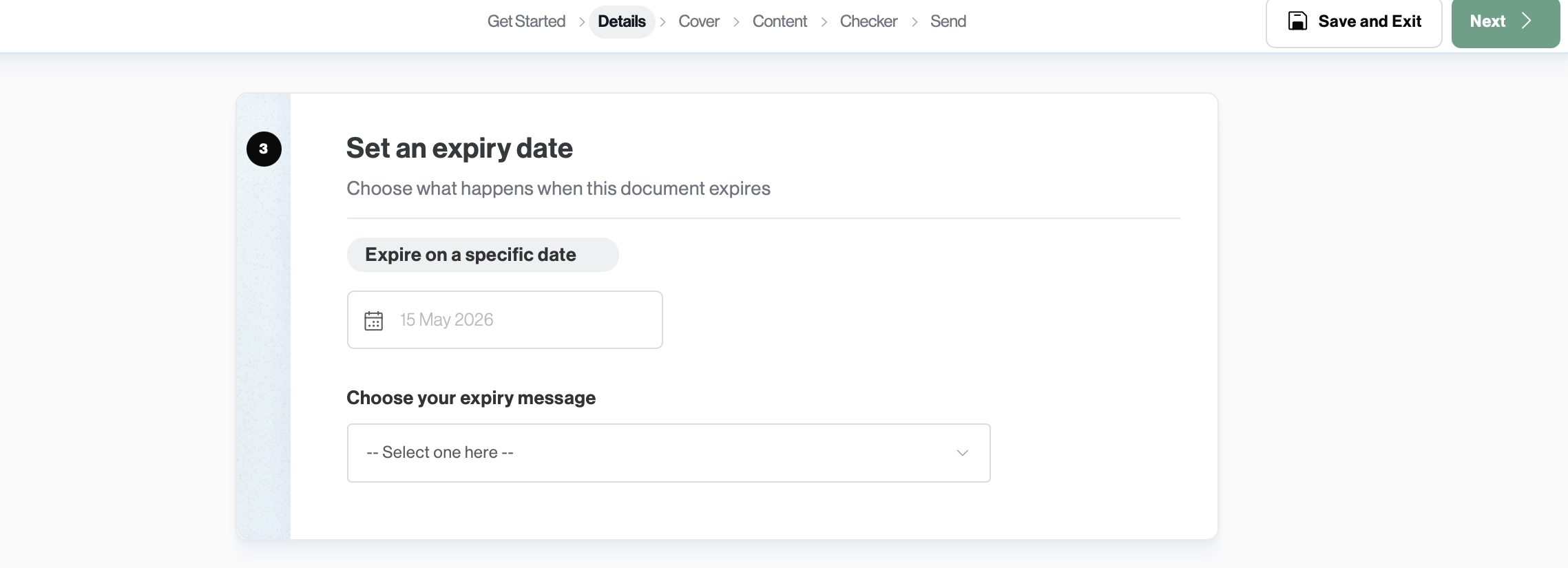 set a document expiry date