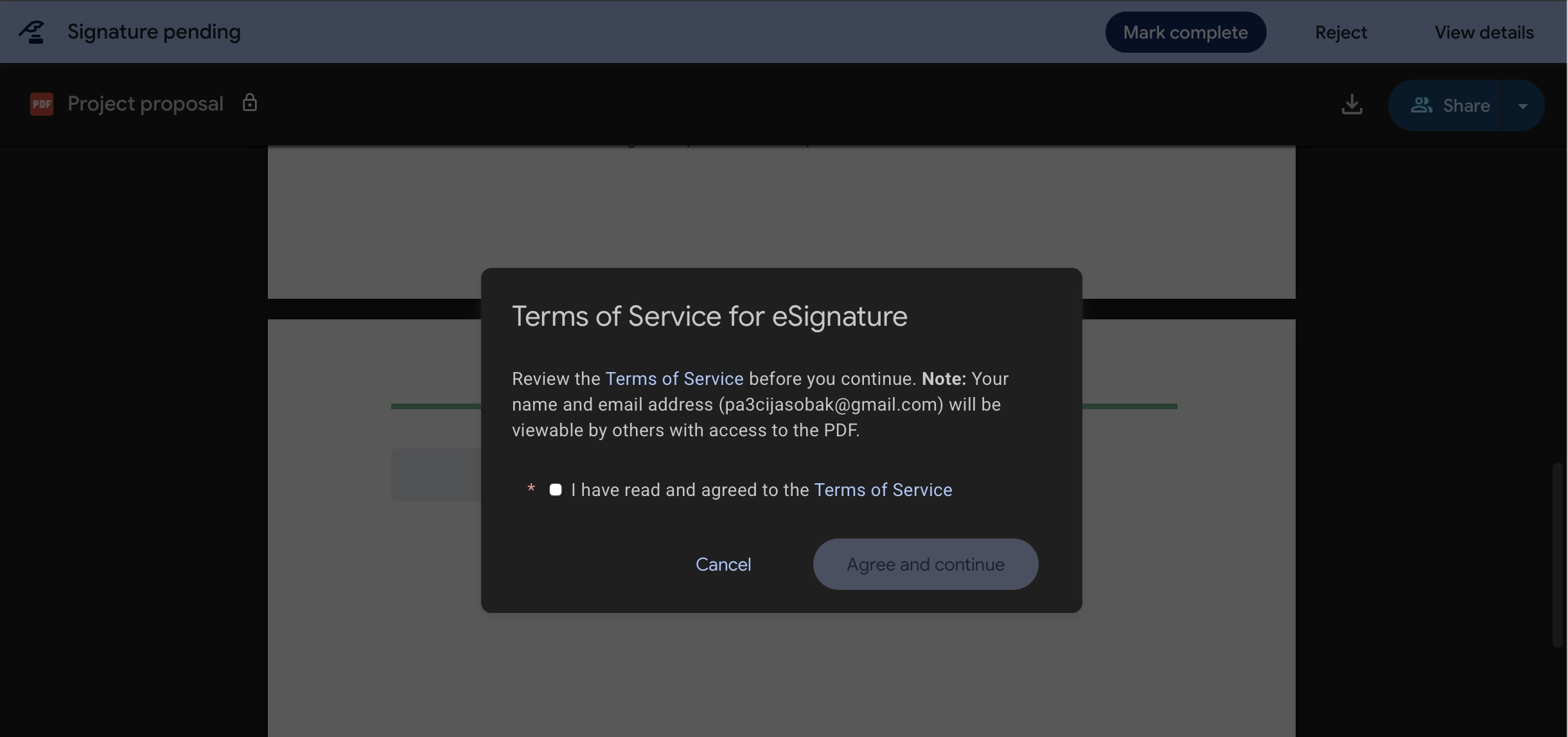 terms of service for google docs esignatures