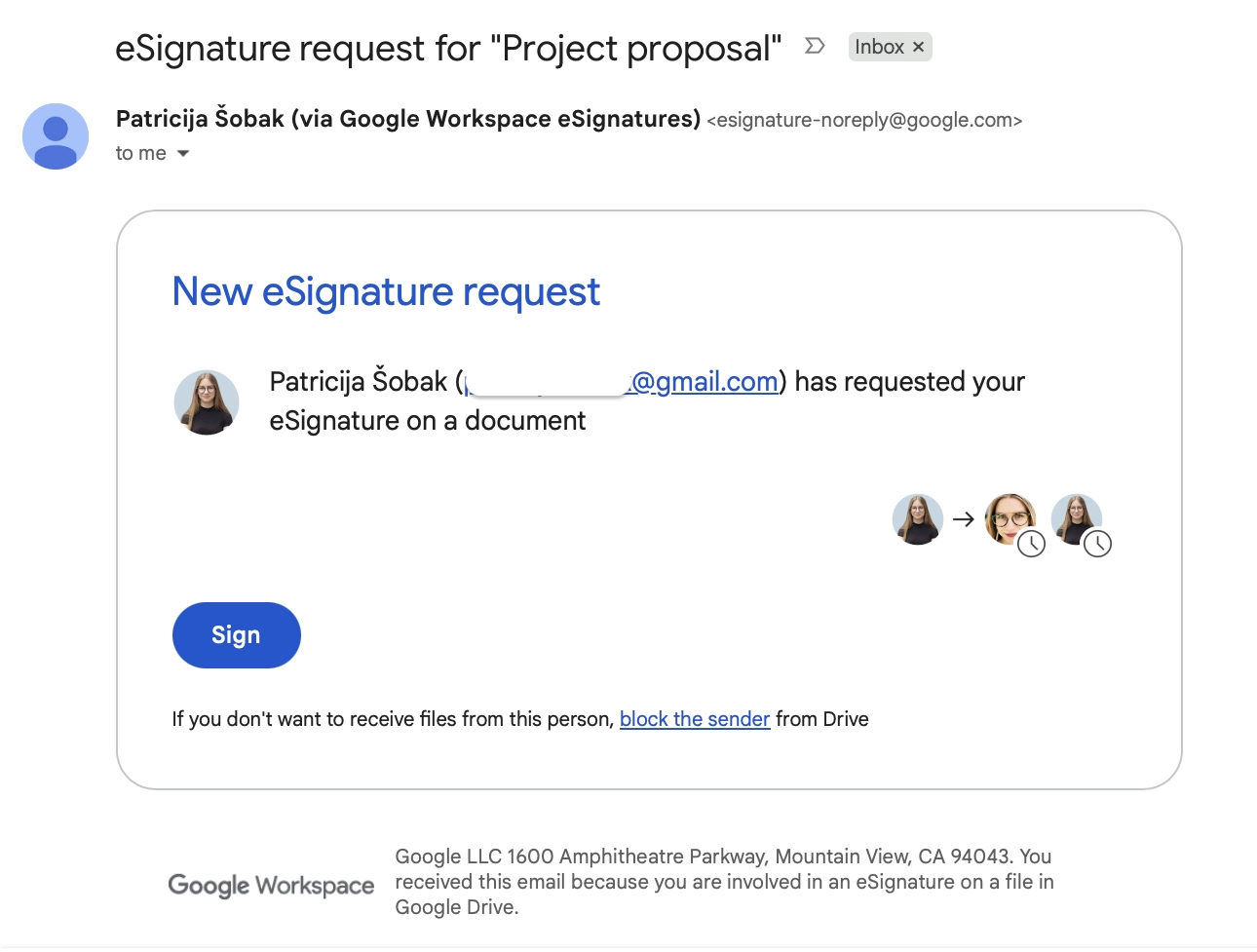 google docs signature request email