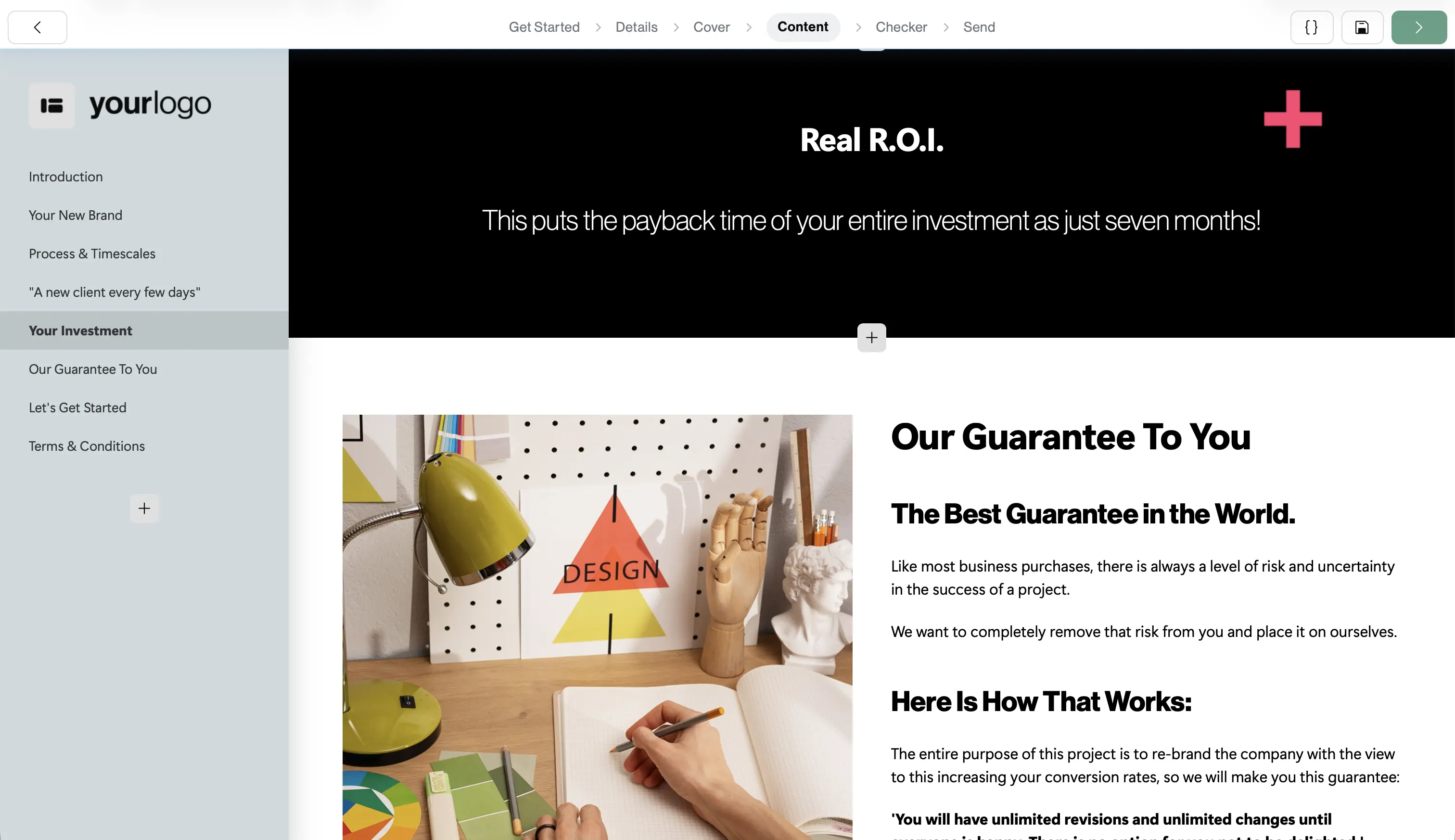 editor with brand color in sidebar