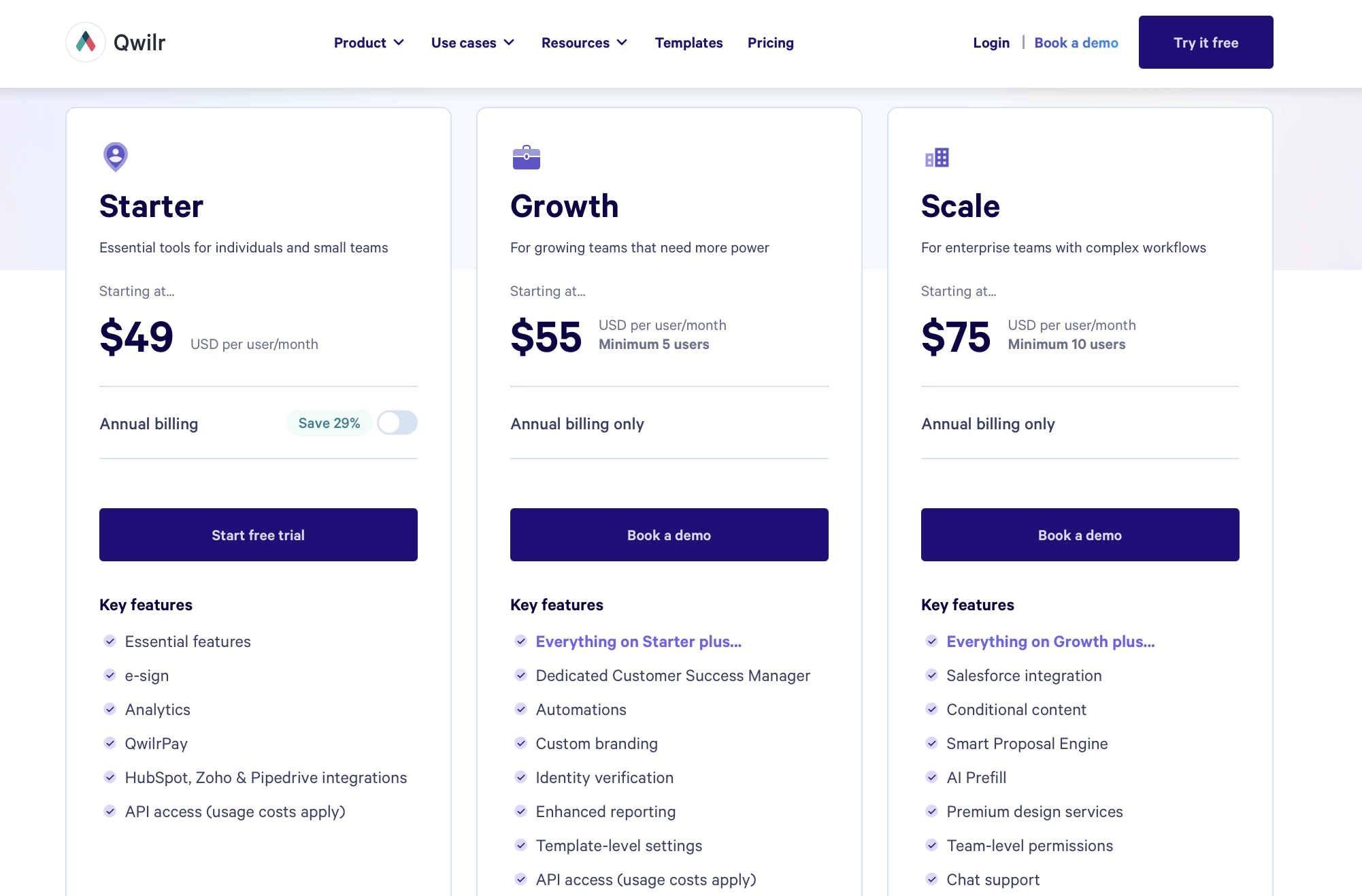 qwilr pricing