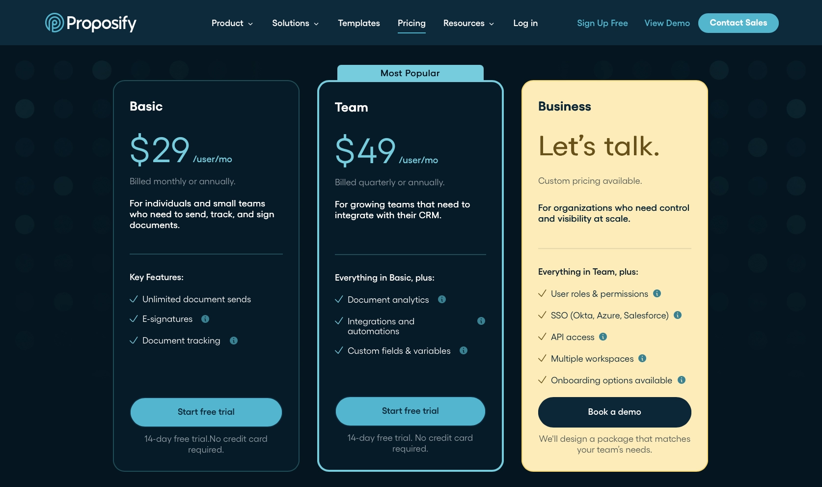 proposify pricing