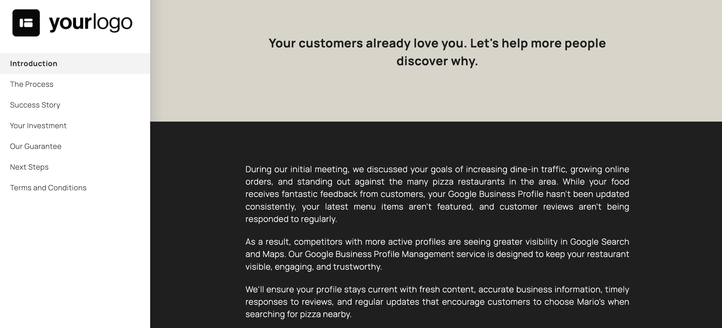 better proposals google business profile management template