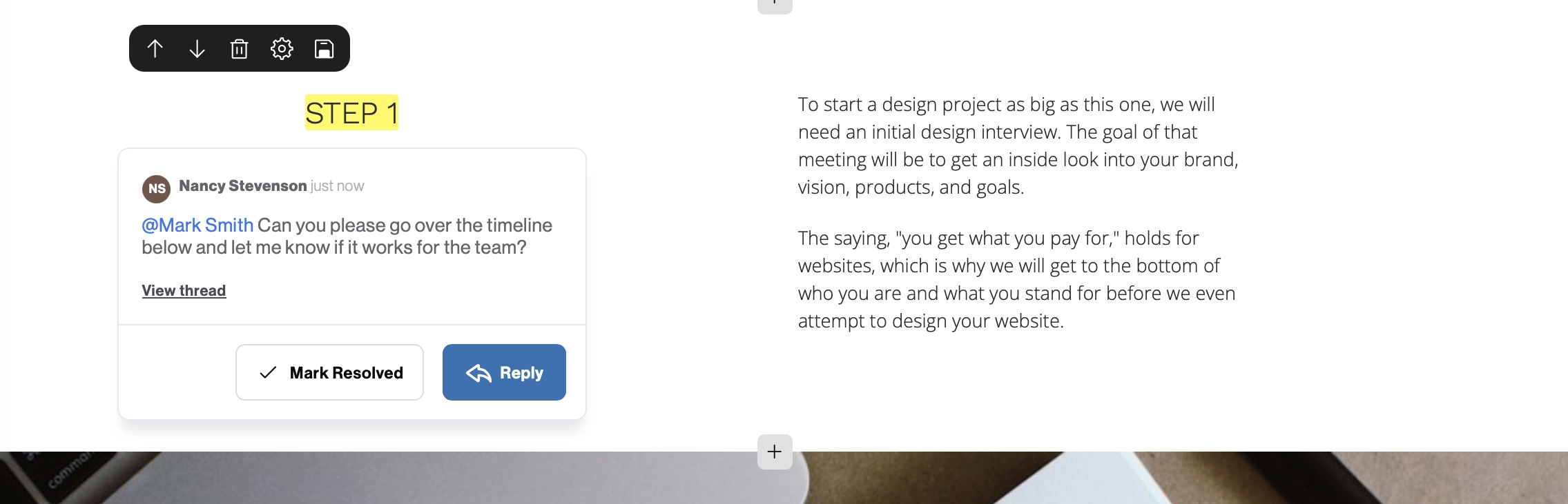 commenting and collaborating in Better Proposals